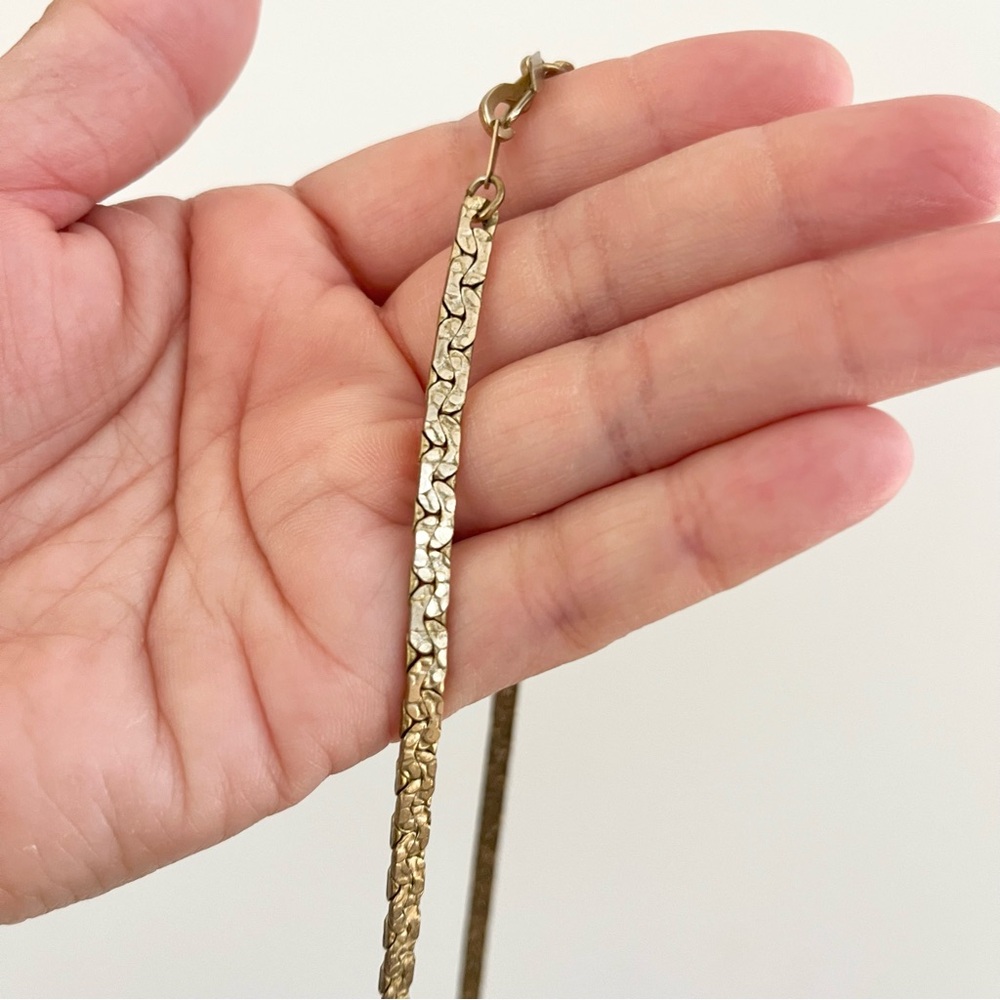 Vintage 14K Gold Plated Link Style Pattern Necklace Beautiful Chain Textured